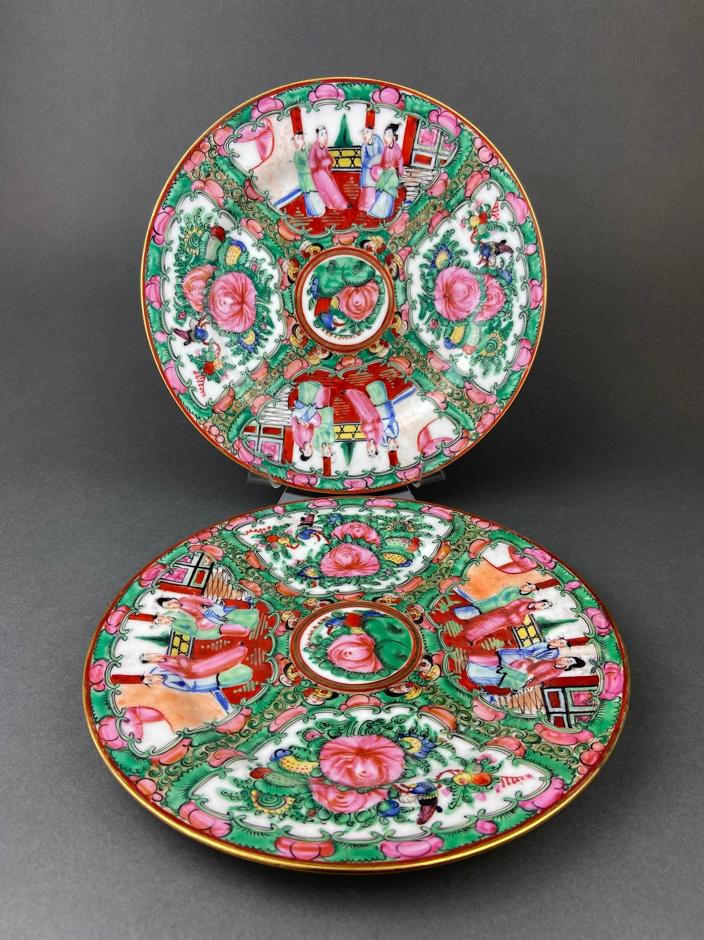 Vintage Asian Tea Set: Hand-Painted Serving Dishes, Hong Kong