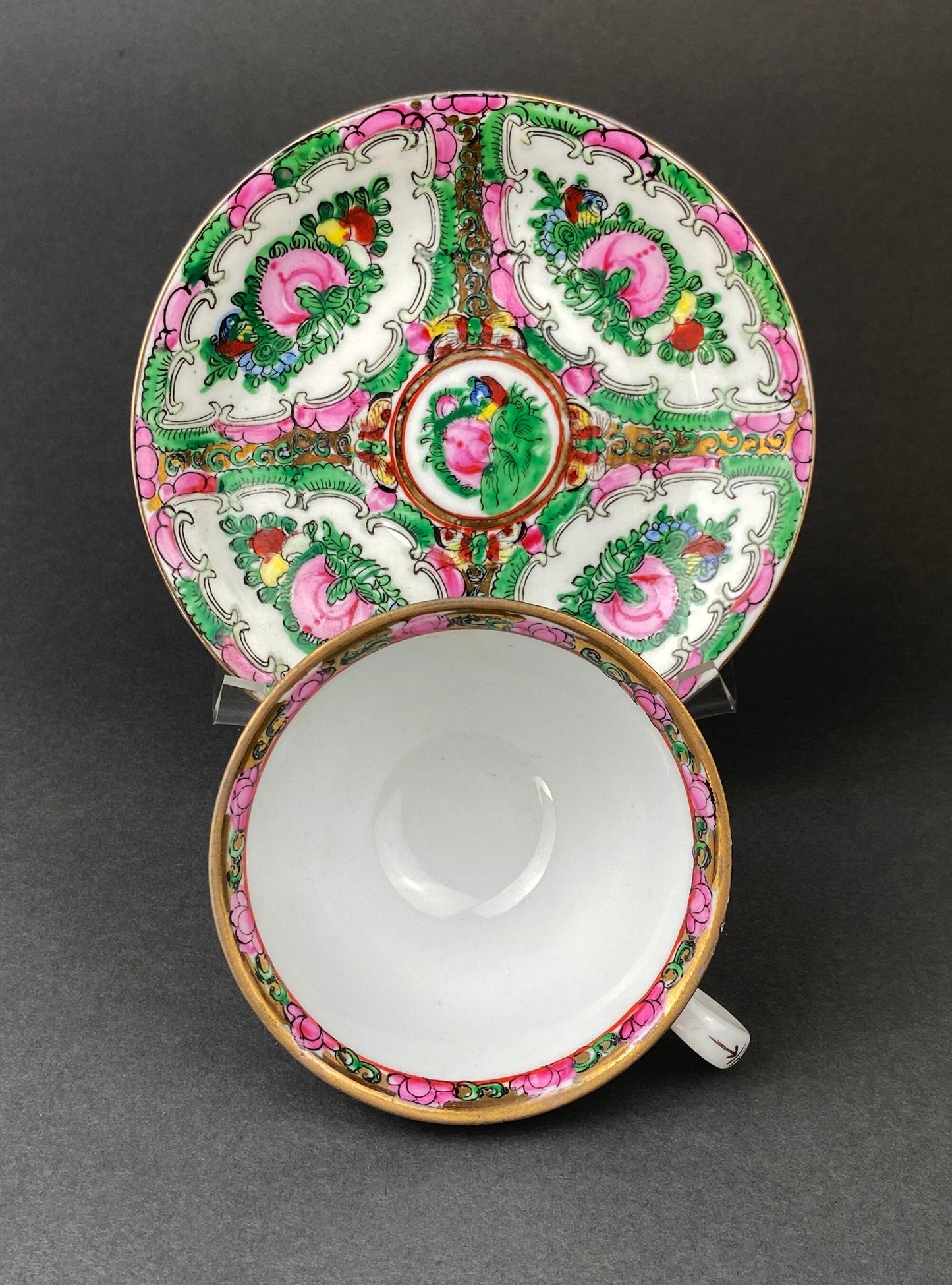 Vintage Asian Tea Set: Hand-Painted Serving Dishes, Hong Kong