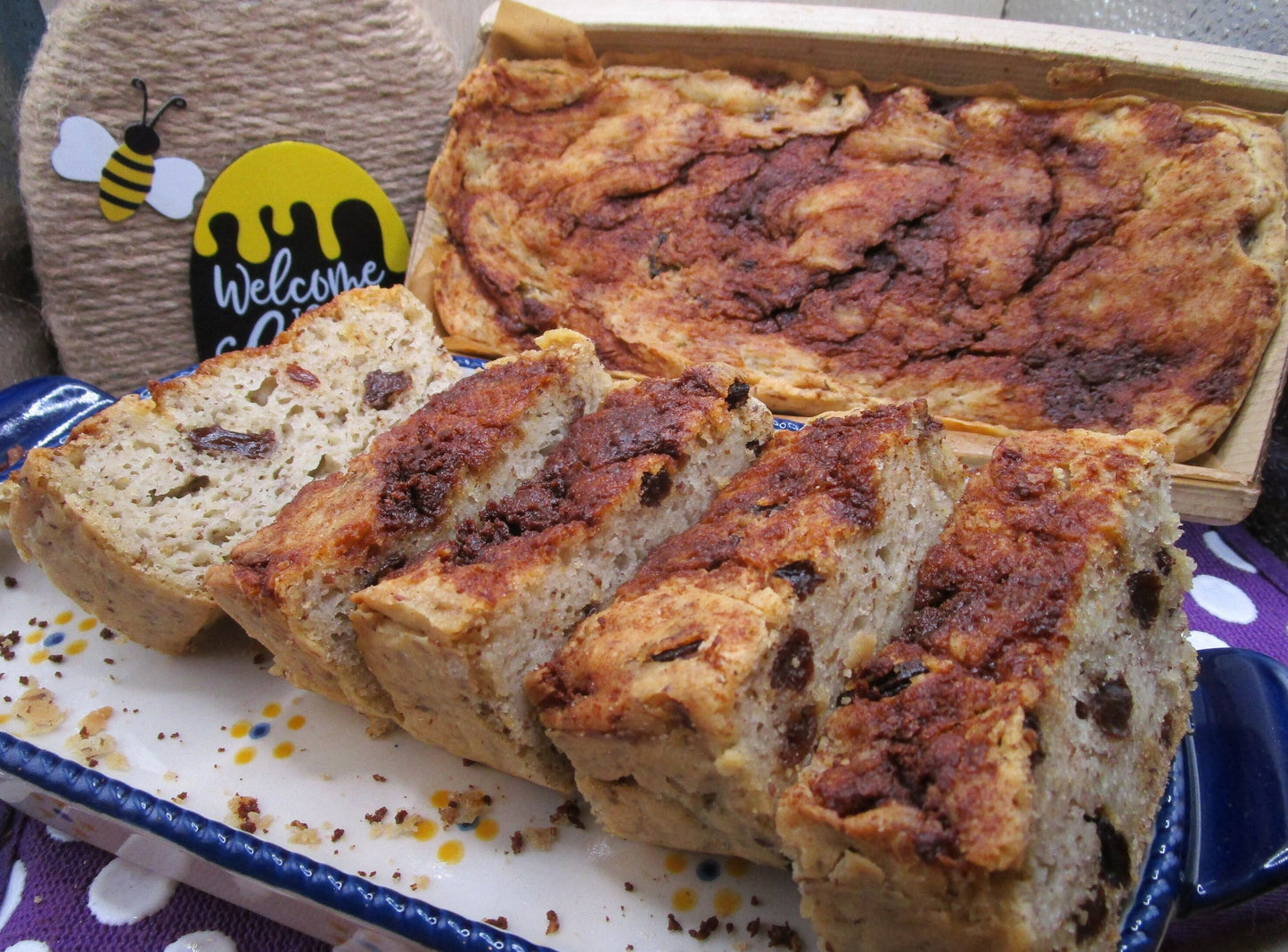Gluten Free Protein Cinnamon Raisin Bread, Dairy Free, Nut Free, Vegan, Sugar Free Fitness Snack, Clean Eating Breakfast, Graduation Brunch