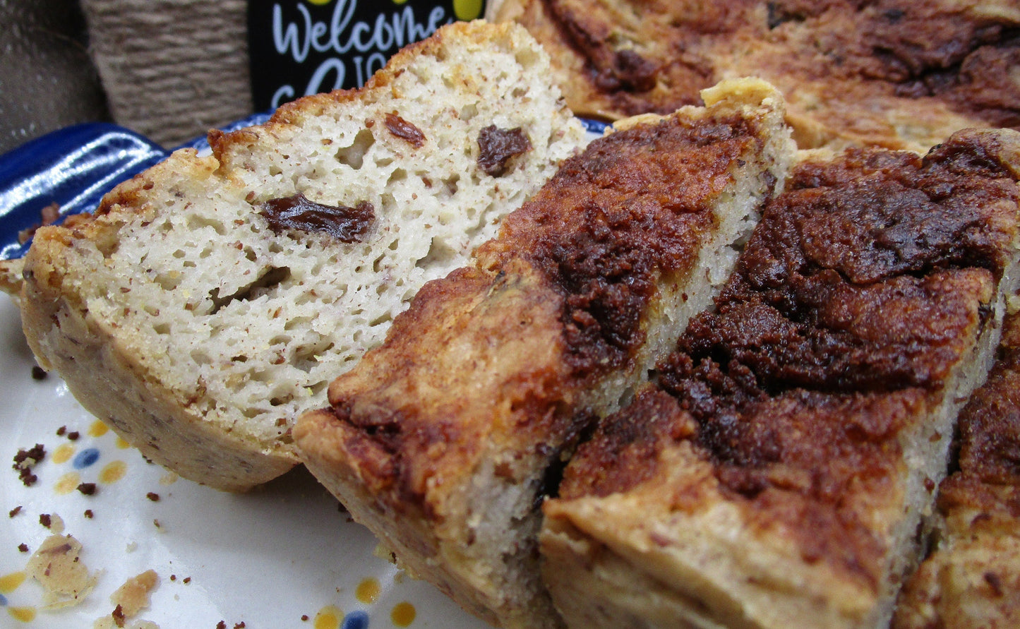 Gluten Free Protein Cinnamon Raisin Bread, Dairy Free, Nut Free, Vegan, Sugar Free Fitness Snack, Clean Eating Breakfast, Graduation Brunch