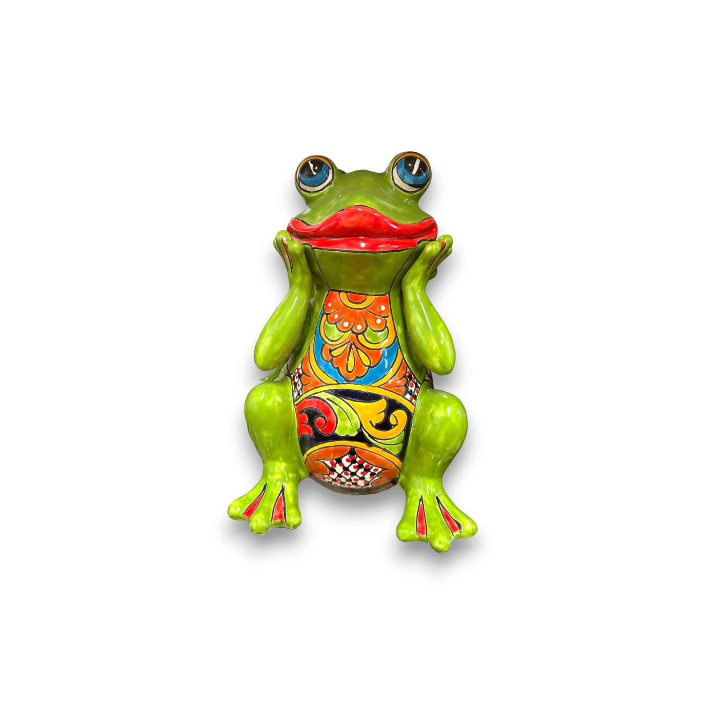 Talavera Frog Statue | Vibrant Hand-Painted Mexican Ceramic Art