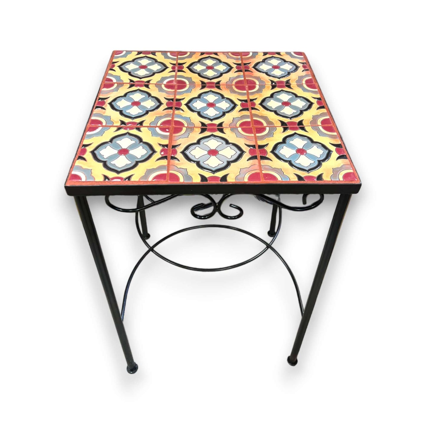 Mexican Accent End Table | Colorful Talavera Tile Design