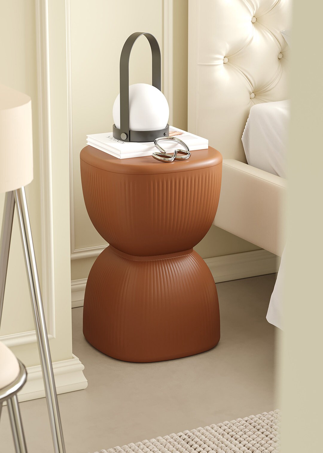 Stripe Plastic Stool Plant Stand-3