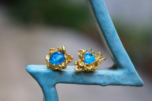 Nature-Inspired Daisy Earrings, Murano Glass, Sterling Silver (14k Gold Plated)-0