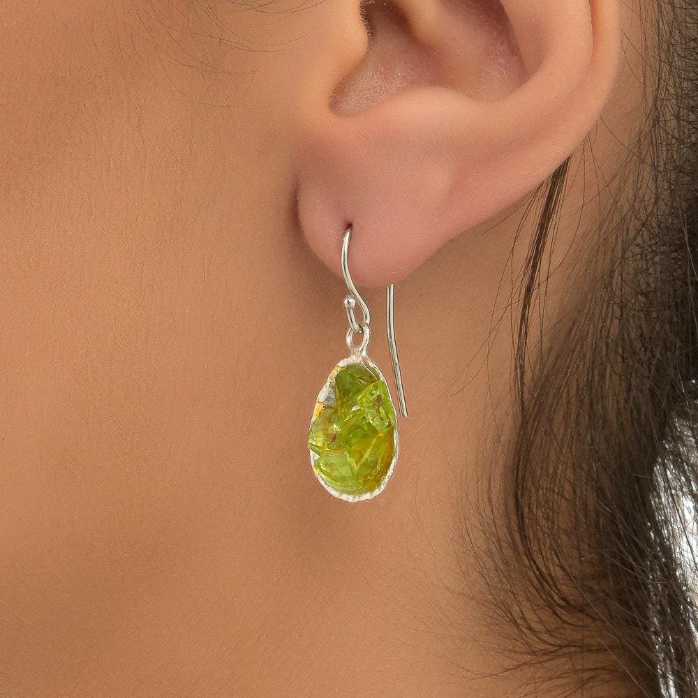 Blue Murano Glass Earrings - Sterling Silver Limpet Shell Dangles-3