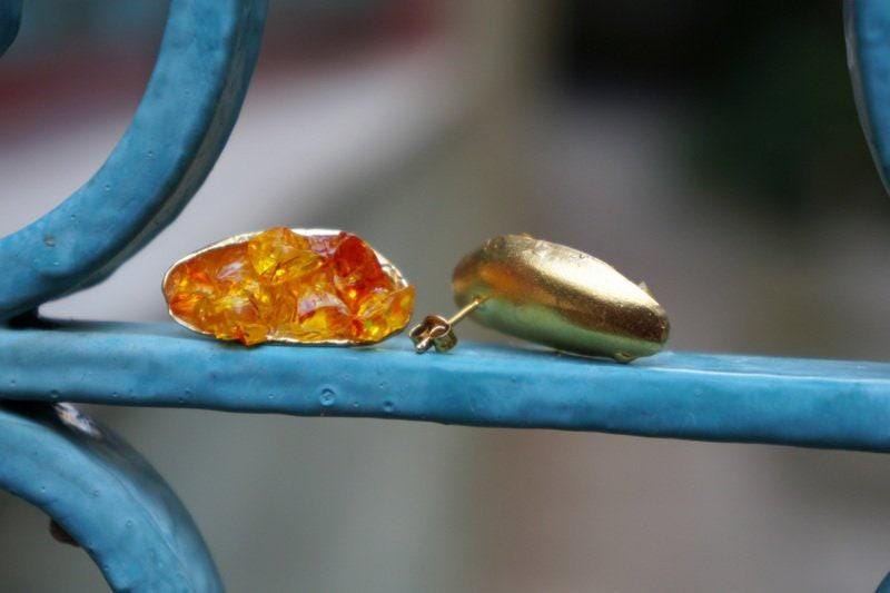 Nature-Inspired Mussel Shell Earrings, Murano Glass (Silver or Gold Plated)-1