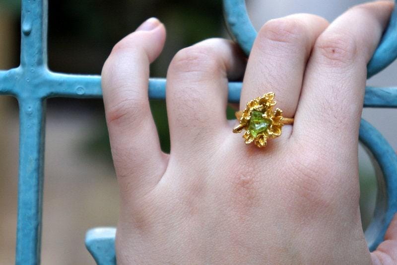 Wild Daisy Ring: Sterling Silver with Bright Blue Murano Glass-4