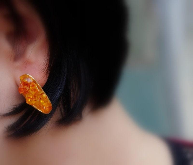 Nature-Inspired Mussel Shell Earrings, Murano Glass (Silver or Gold Plated)-2