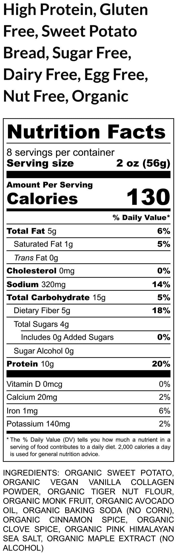 High Protein Sweet Potato Bread, Vegan Collagen, Gluten Free, Sugar Free, Grain Free, Dairy Free, Fitness Snacks, Easter Brunch, Valentine's