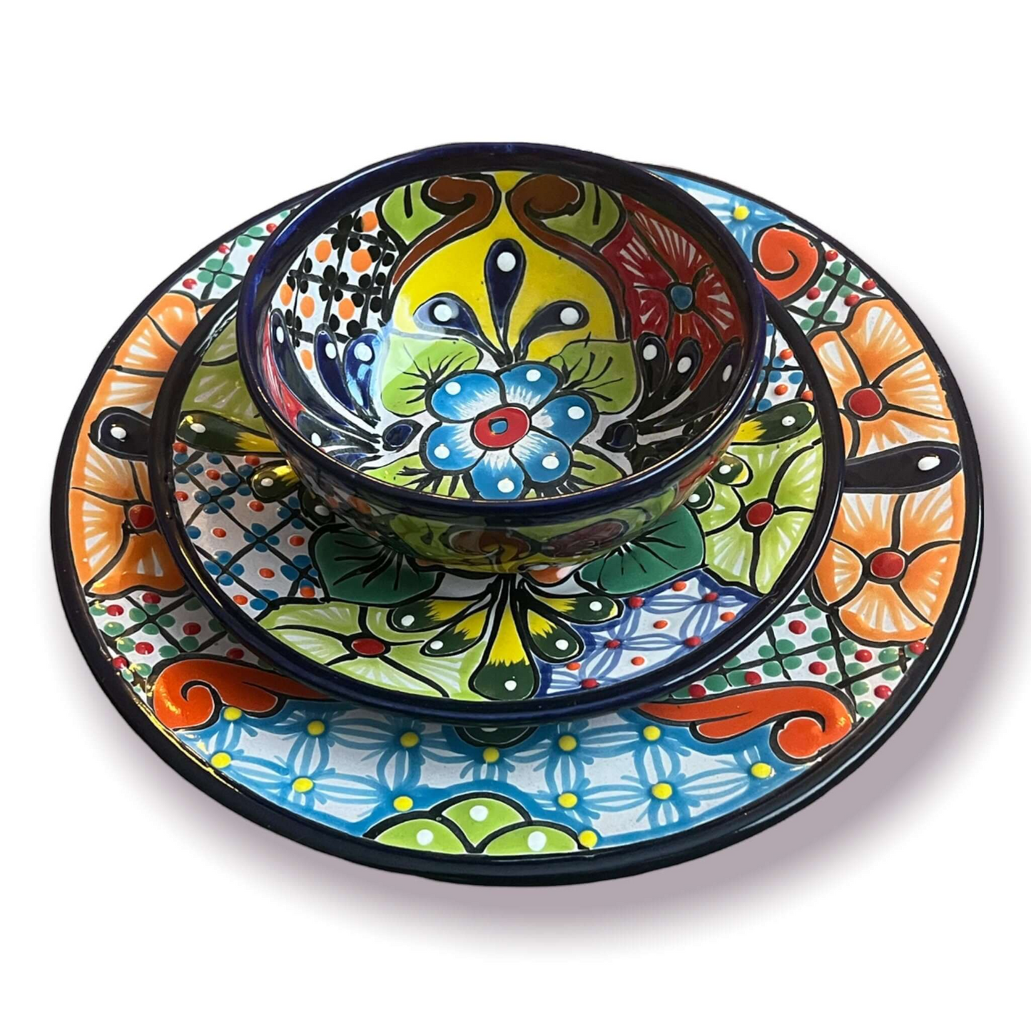 Talavera Dinnerware Set | 26-Piece Vibrant Floral Mexican Dishware