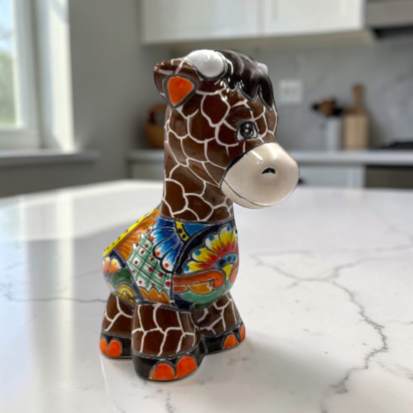 Talavera Giraffe Planter | Small Hand-Painted Succulent Statue