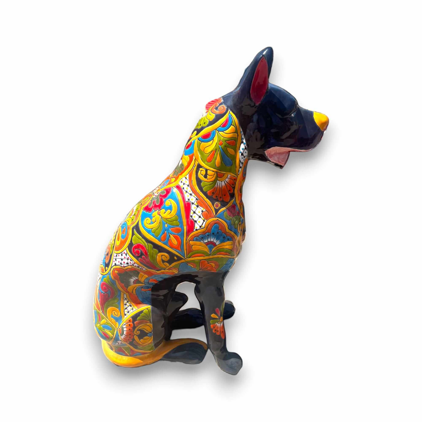Huge Talavera Dog Statue | Colorful Mexican Ceramic Statue