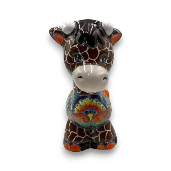 Talavera Giraffe Planter | Small Hand-Painted Succulent Statue