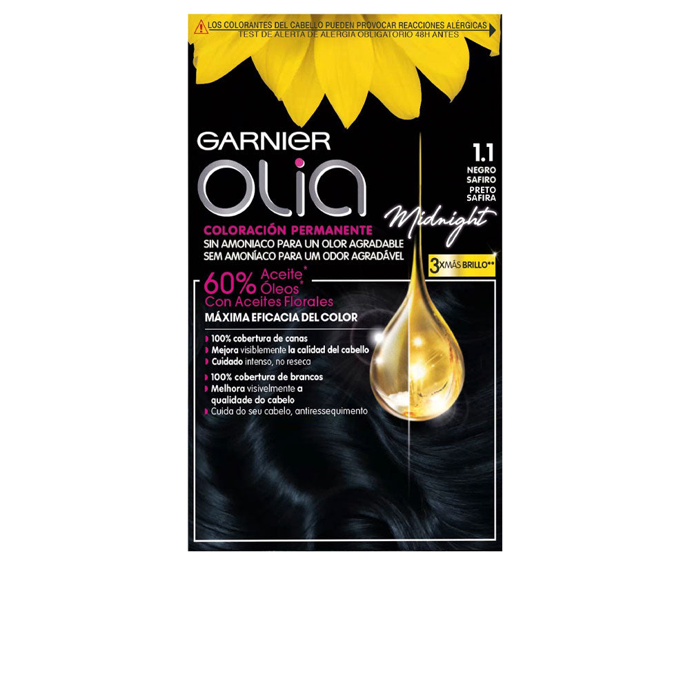 OLIA coloración permanente sin amoniaco #1.10-negro zafiro 1 u-0