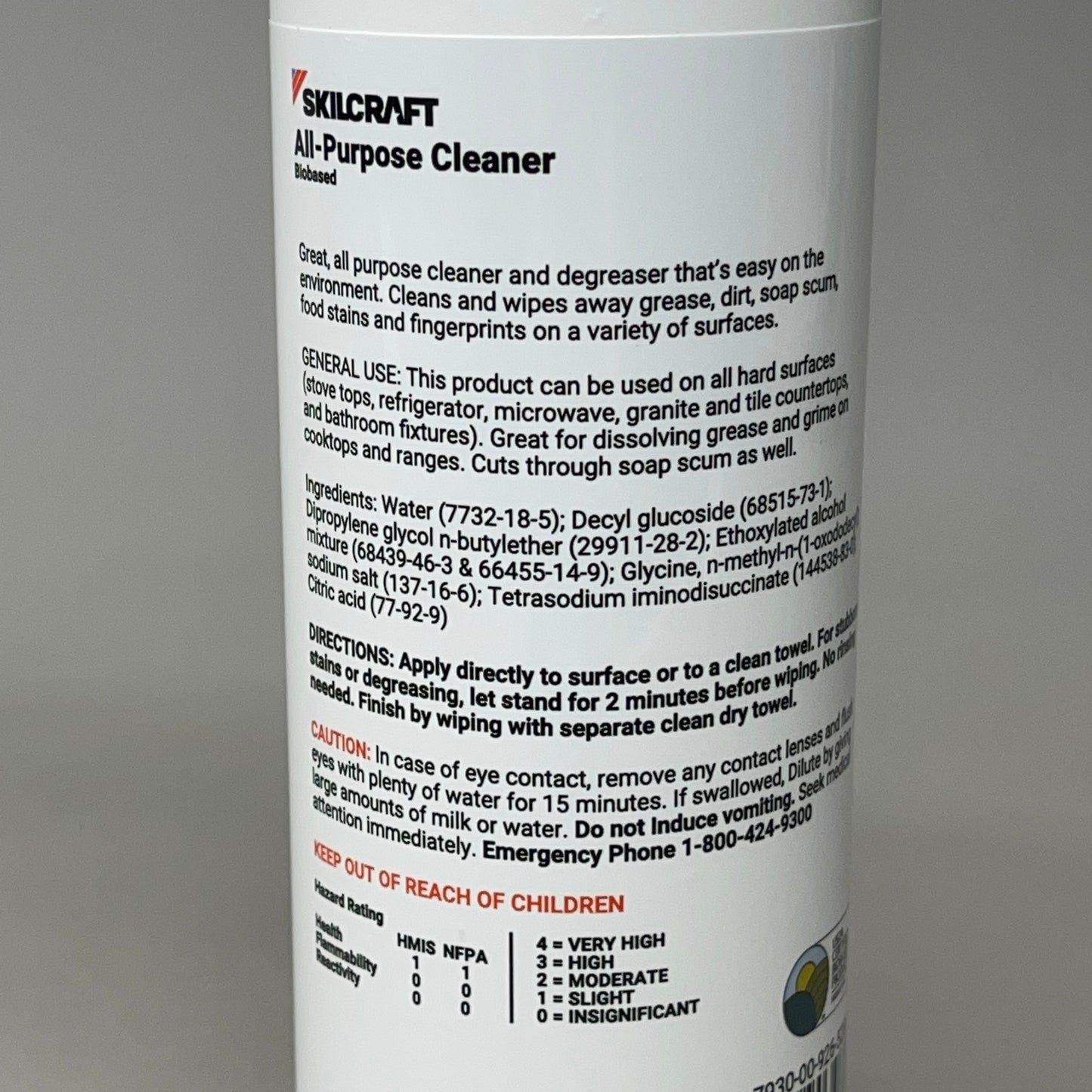 SKILCRAFT (12 PACK) All Purpose Cleaner Biobased 16 oz Spray Bottle 9265280 (New)
