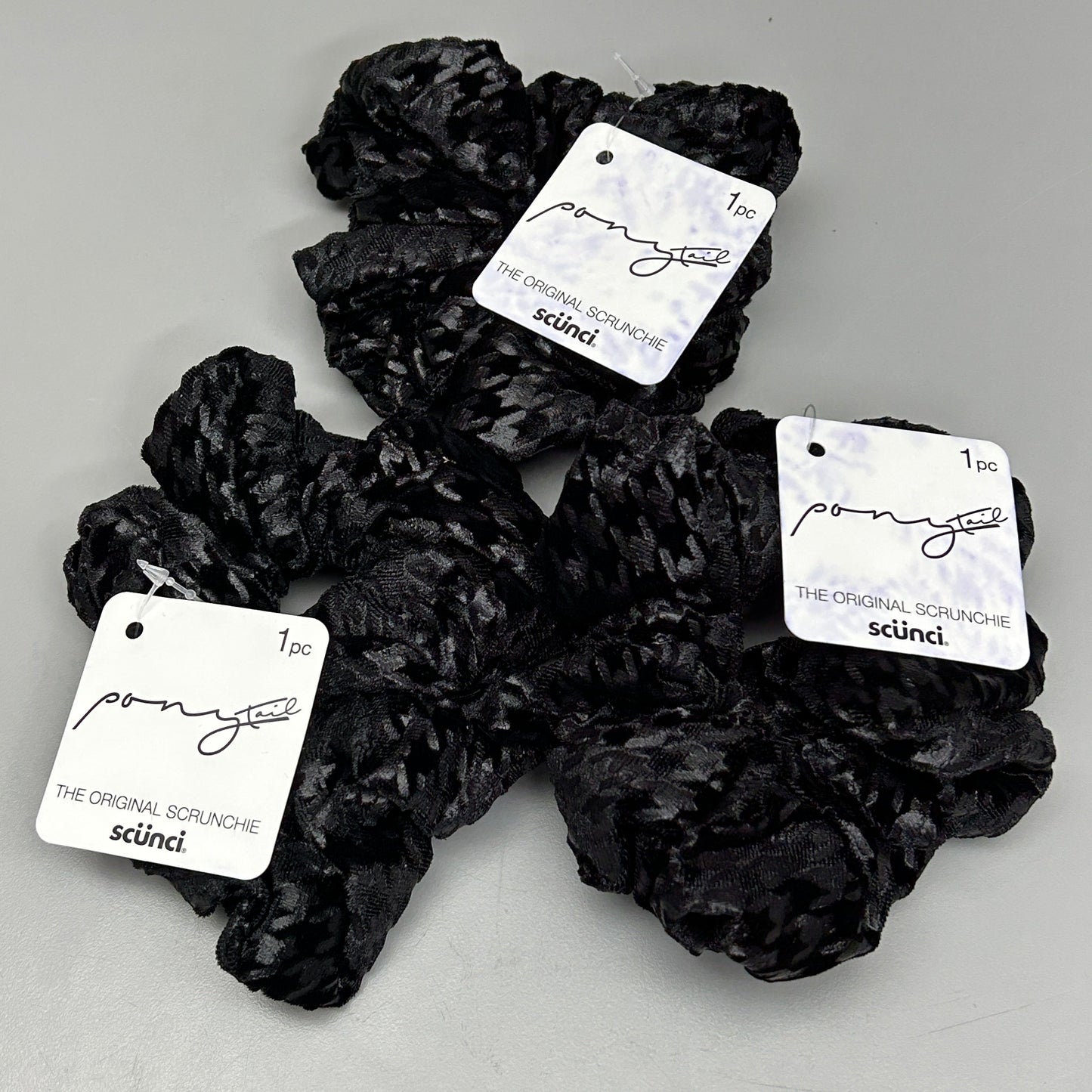 SCUNCI 3-PACK! Black Twister Ulta Ponytail Scrunchie (New)