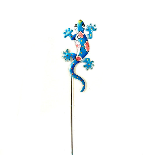 Floral Gecko Garden Stake
