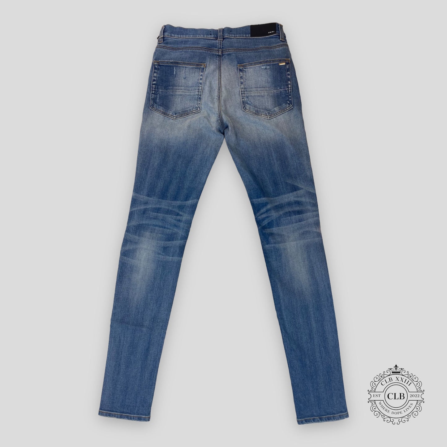 Amiri MX1 Black Bandana Patch Jeans in Indigo