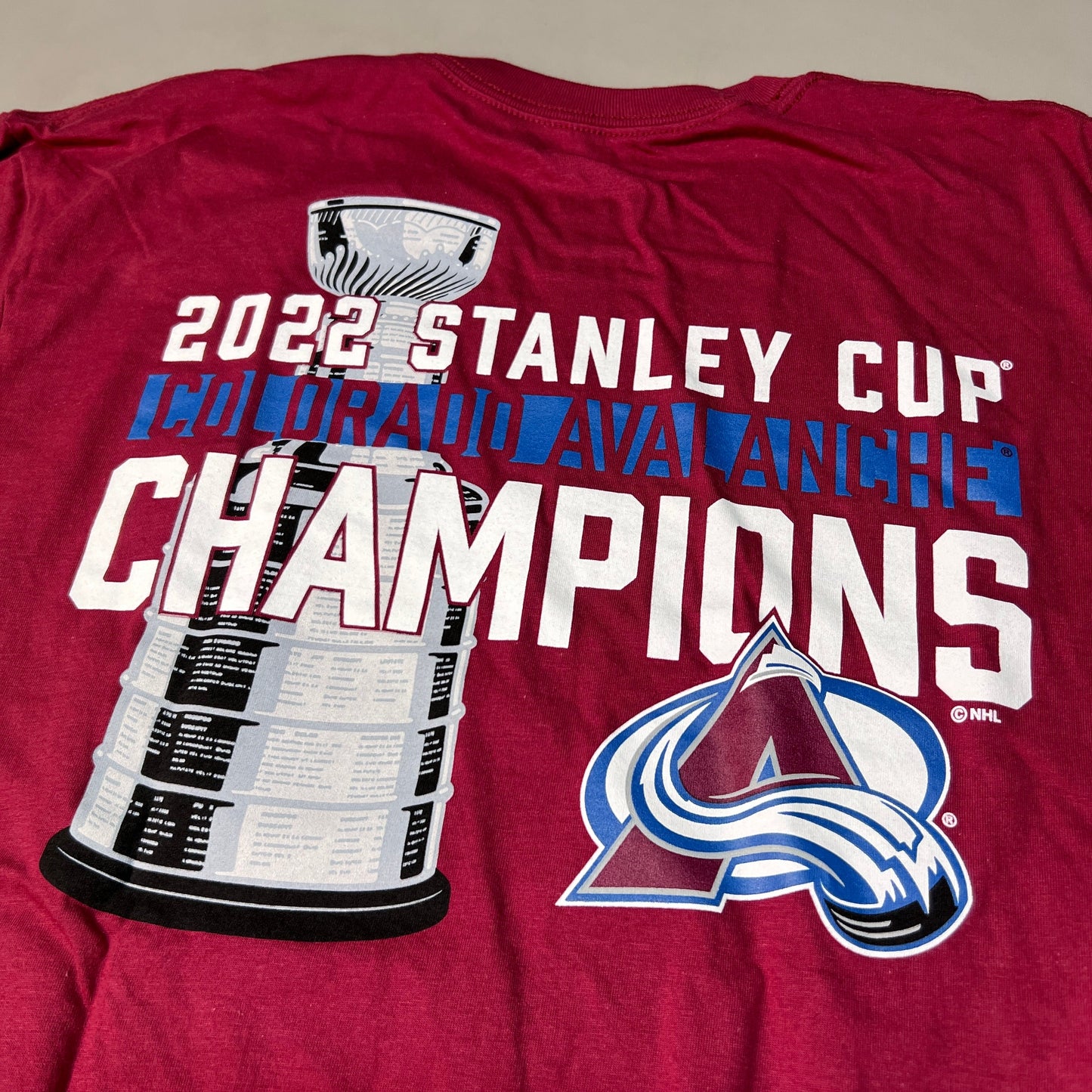 FANATICS 2022 Stanley Cup Champions Colorado Avalanche Long Sleeve T-shirt Sz L Burgundy 058N SC Champs (New)