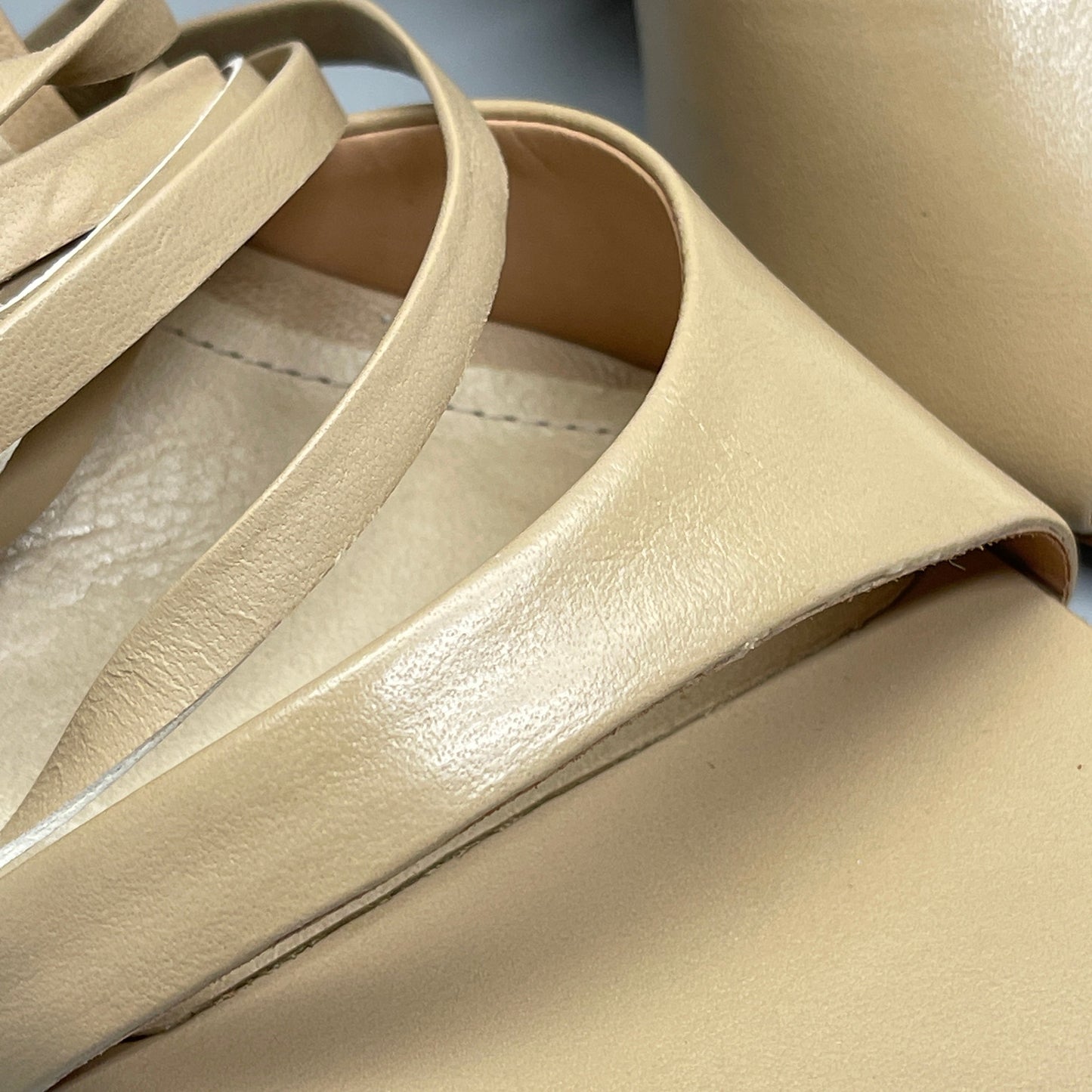 SCHUTZ Bryce Ankle Tie Women's Leather High Heel Sandal Light Nude Sz 9.5B (New)