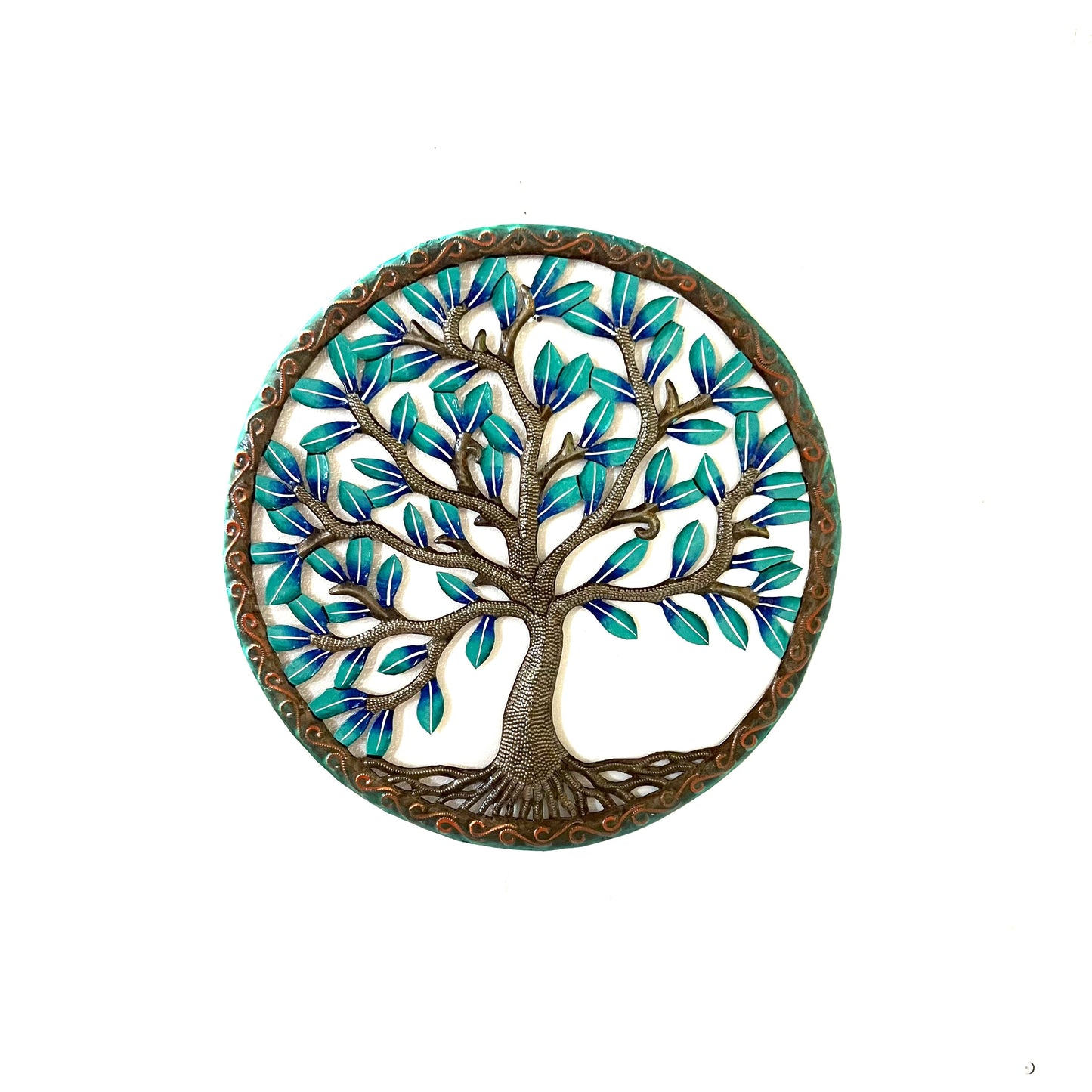 Turquoise Blue Tree Round