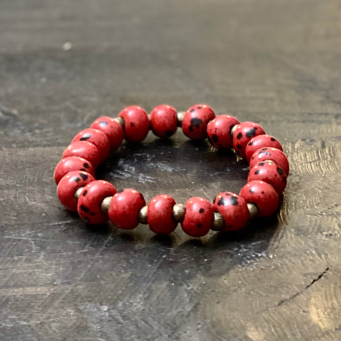 Ceramic Color Burst Bracelet- Lady Bug