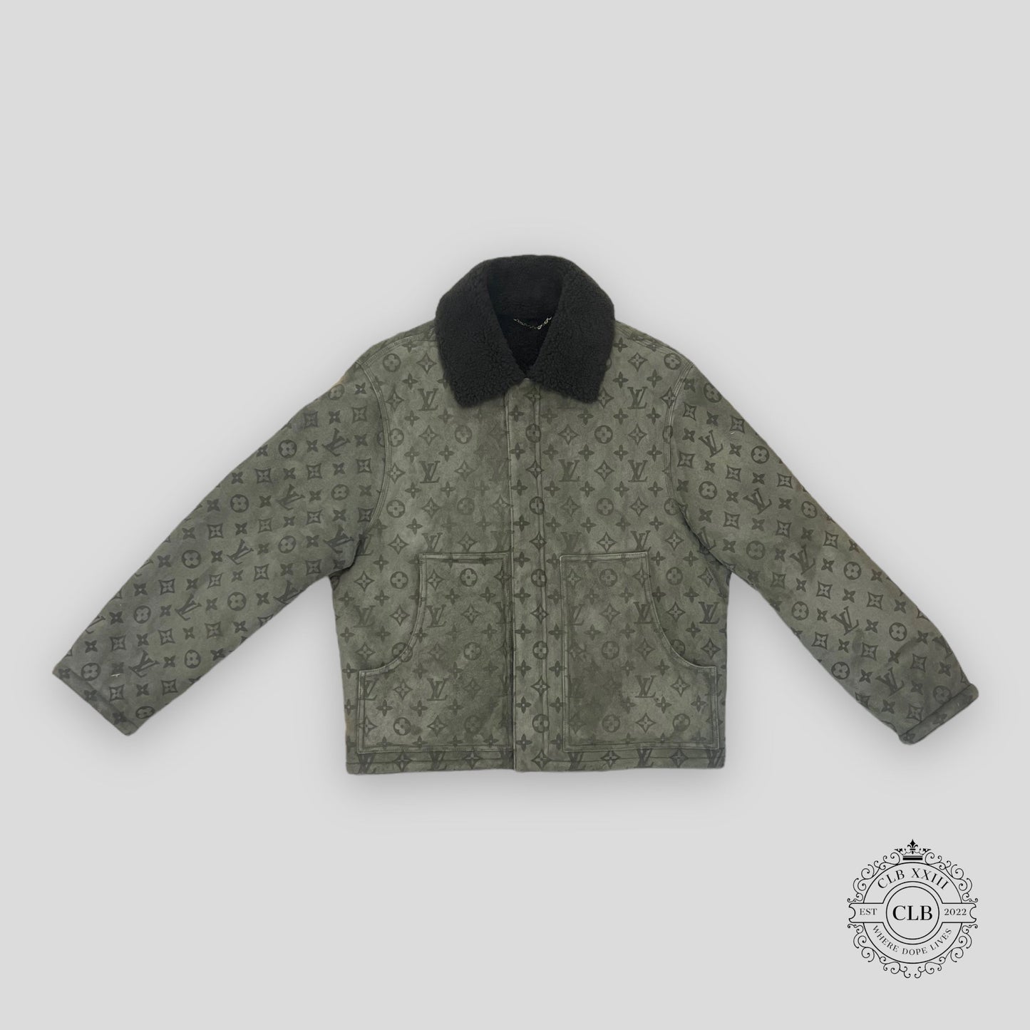 Louis Vuitton Monogram Shearling Jacket in Olive