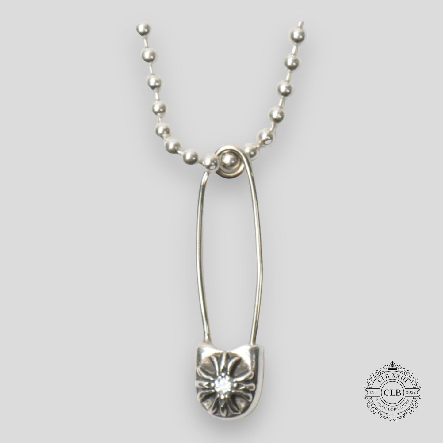 CHROME HEARTS DIAMOND EMBELLISHED PAPER CLIP PENDANT
