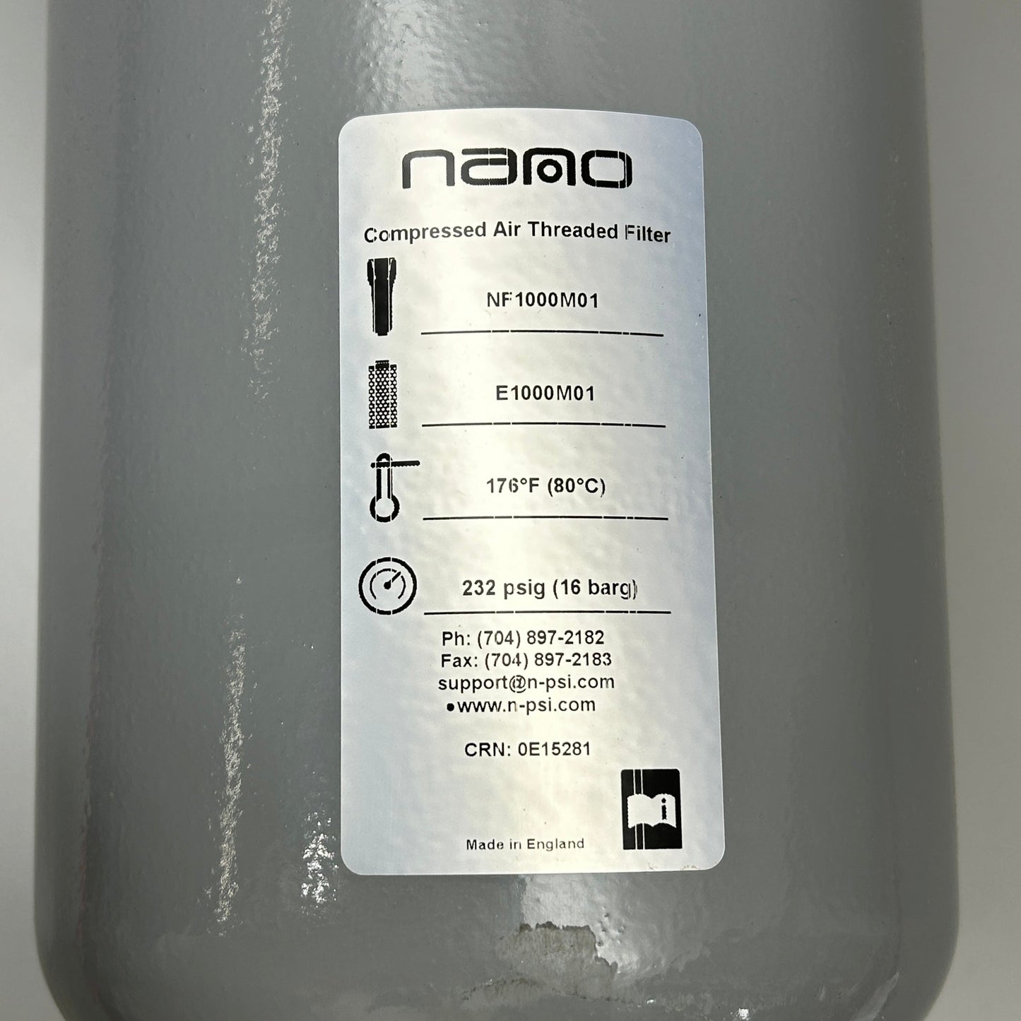 NANO NF 1000 M1 COALESCING FILTER ASSEMBLY 1000 SCFM, 3" NPT (New)