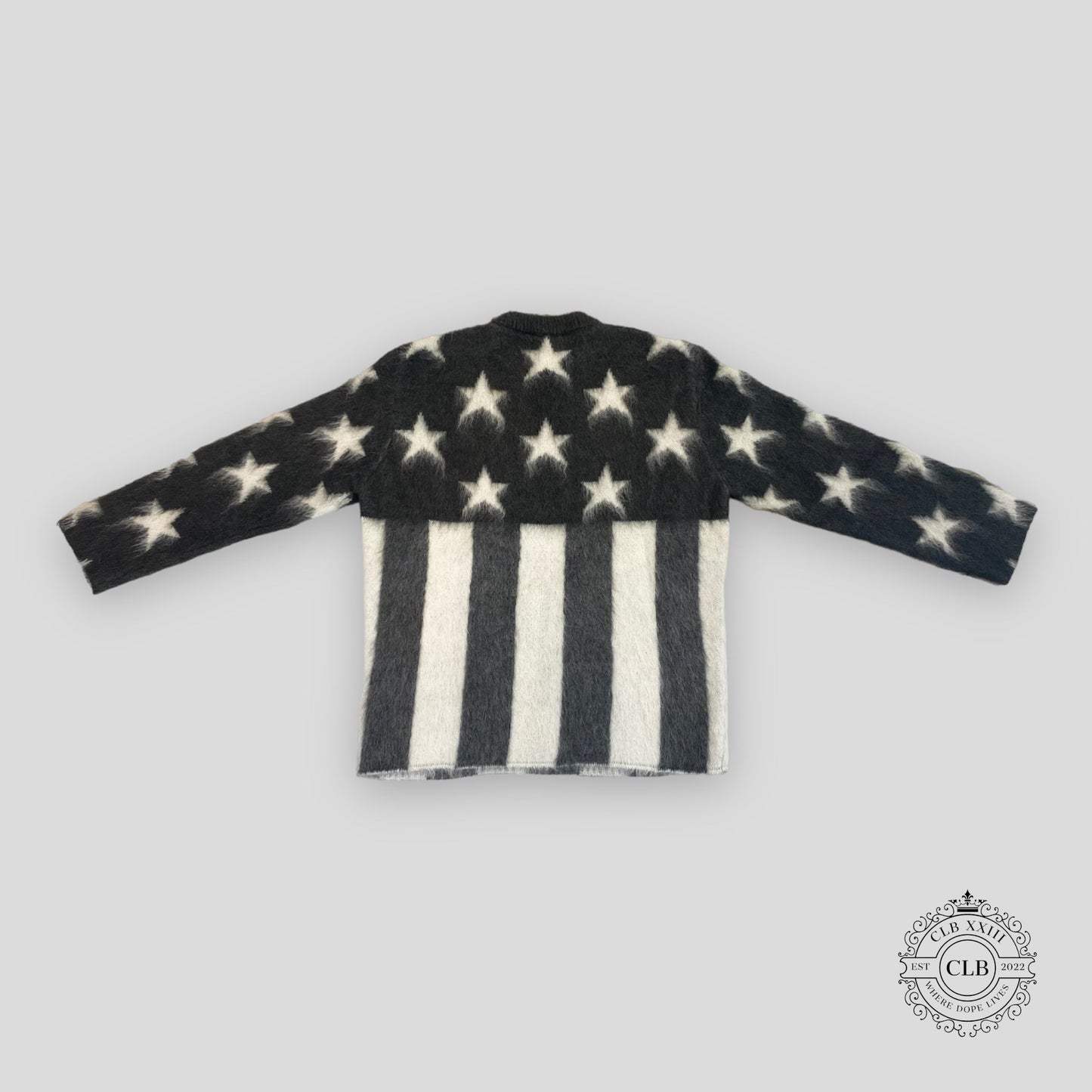 LOUIS VUITTON USA FLAG MOHAIR SWEATER - GREY