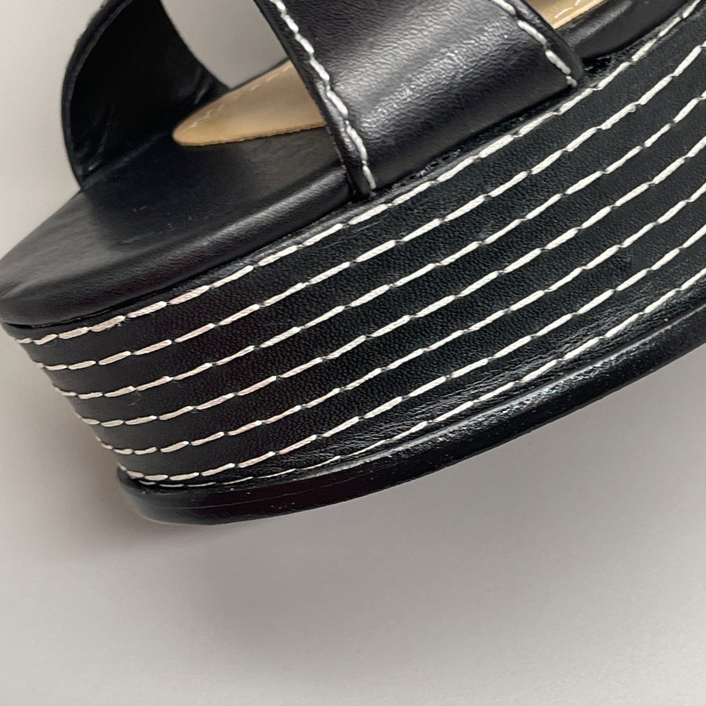SCHUTZ Keefa Casual Women's Leather Sandal Black Platform 4" Heel Shoes Sz 10.5B (New)