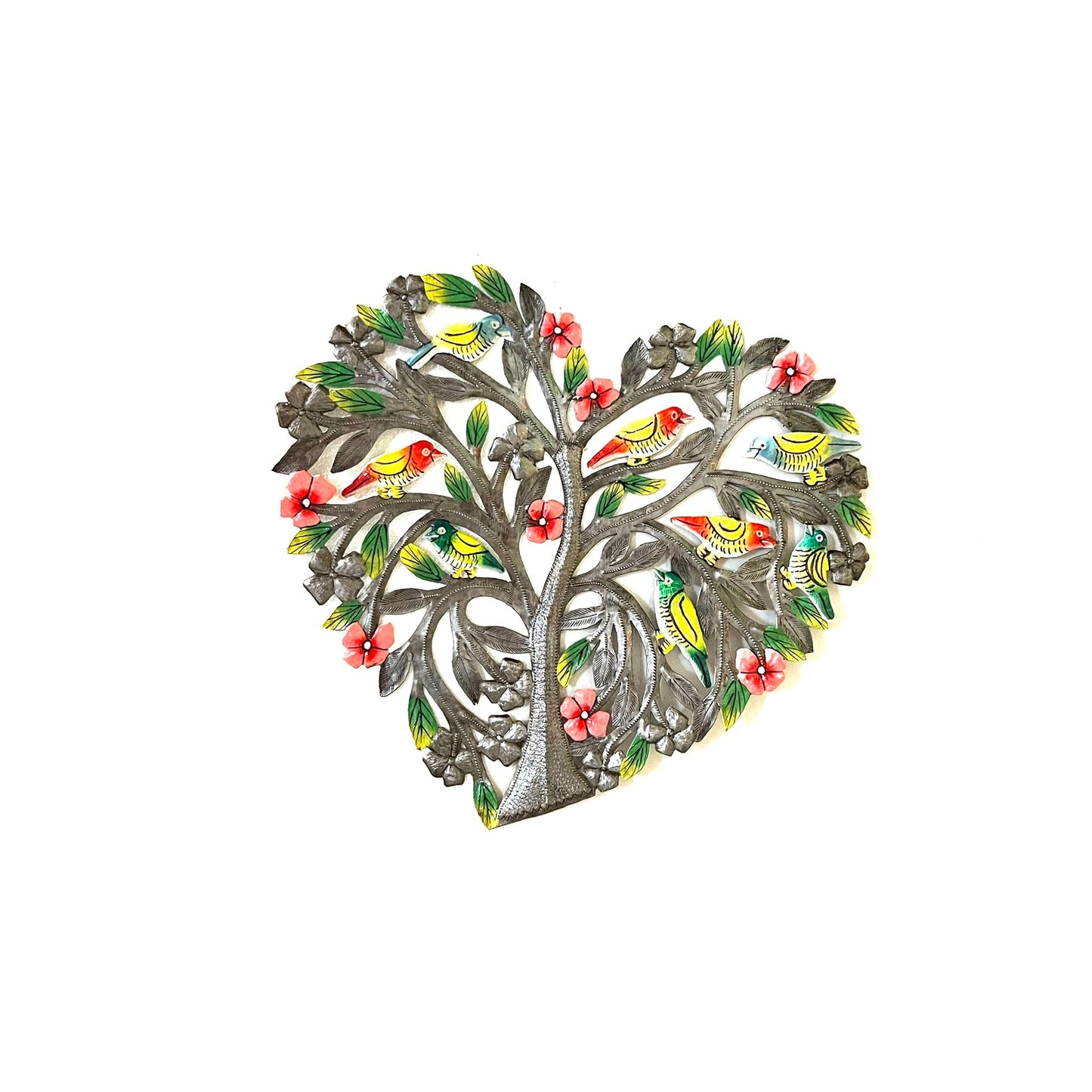 Painted Birds In Heart Tree