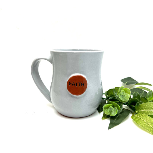 Faith Button Mug - Grey