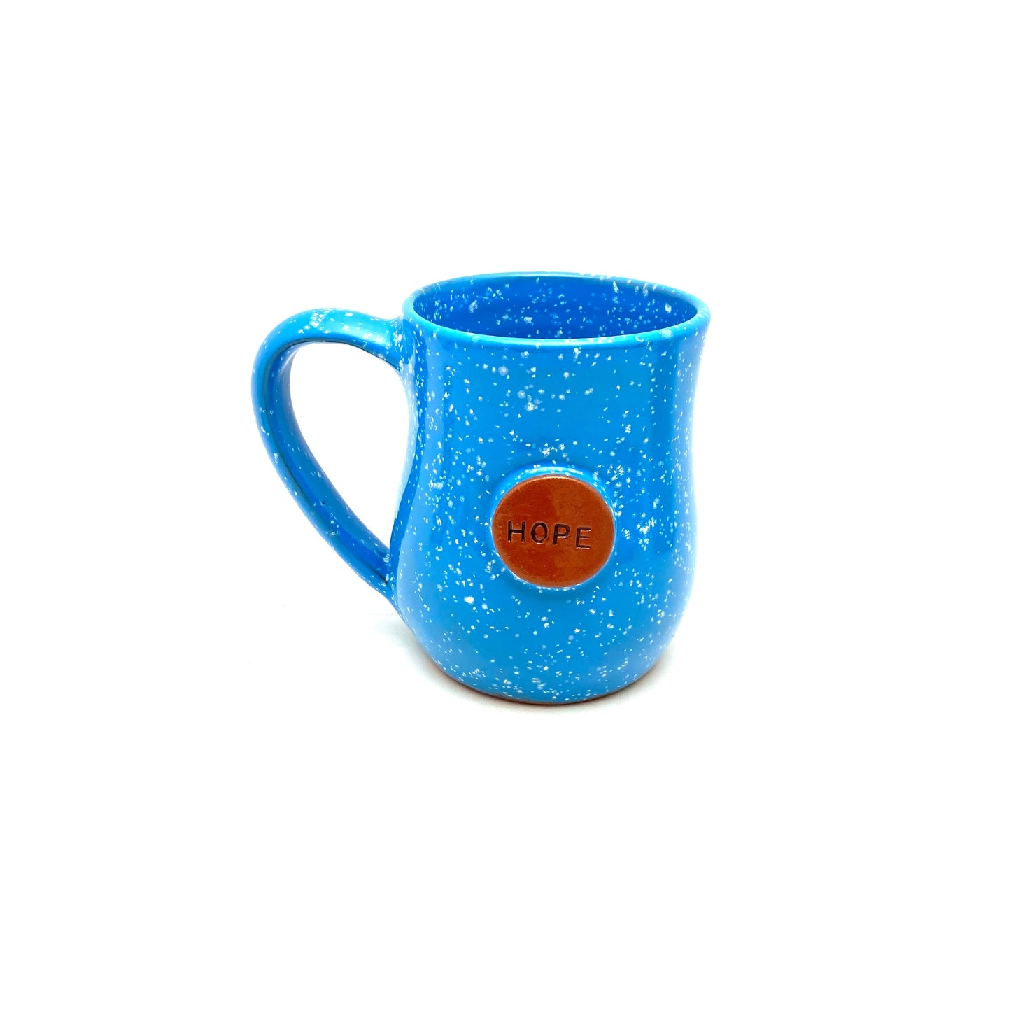 Hope Button Mug- Blue Speckles
