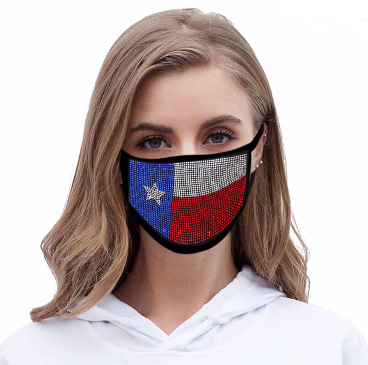 Flag Bling Rhinestone Mesh Face Mask