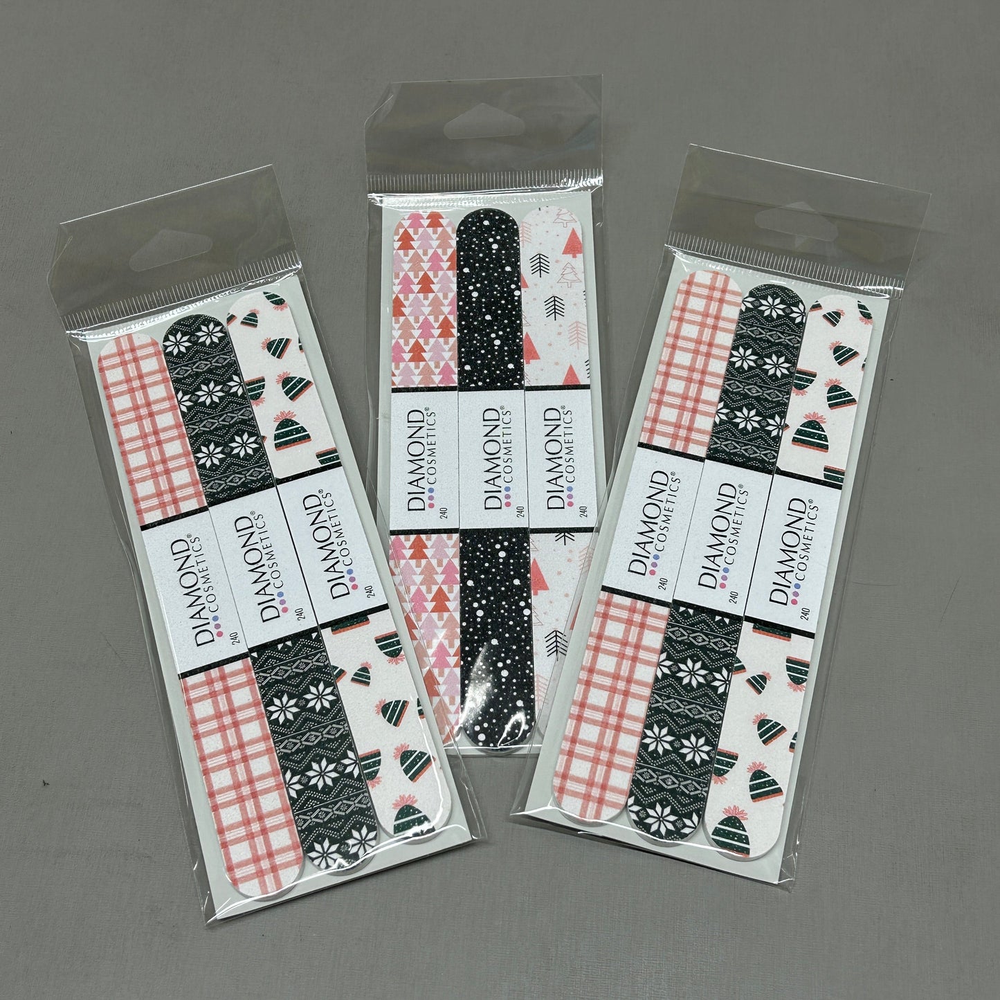 DIAMOND COSMETICS (3 PACKS of 3) Holiday Nail Files Multiple Prints 85386DT