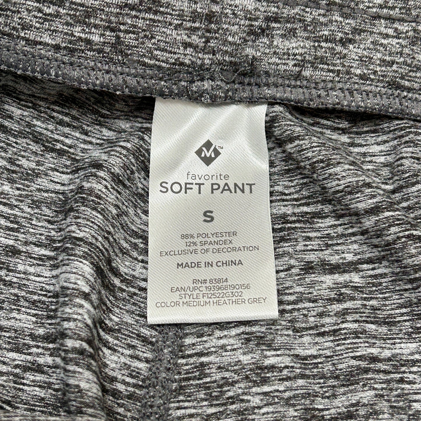 MEMBERS MARK Favorite Straight Leg Soft Pant Heather Grey Size Small (New)