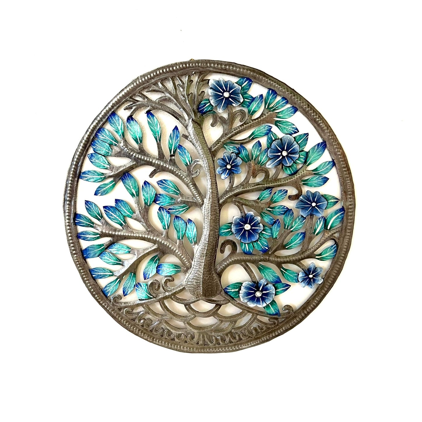 Blue and Turquoise Tree of Life Round