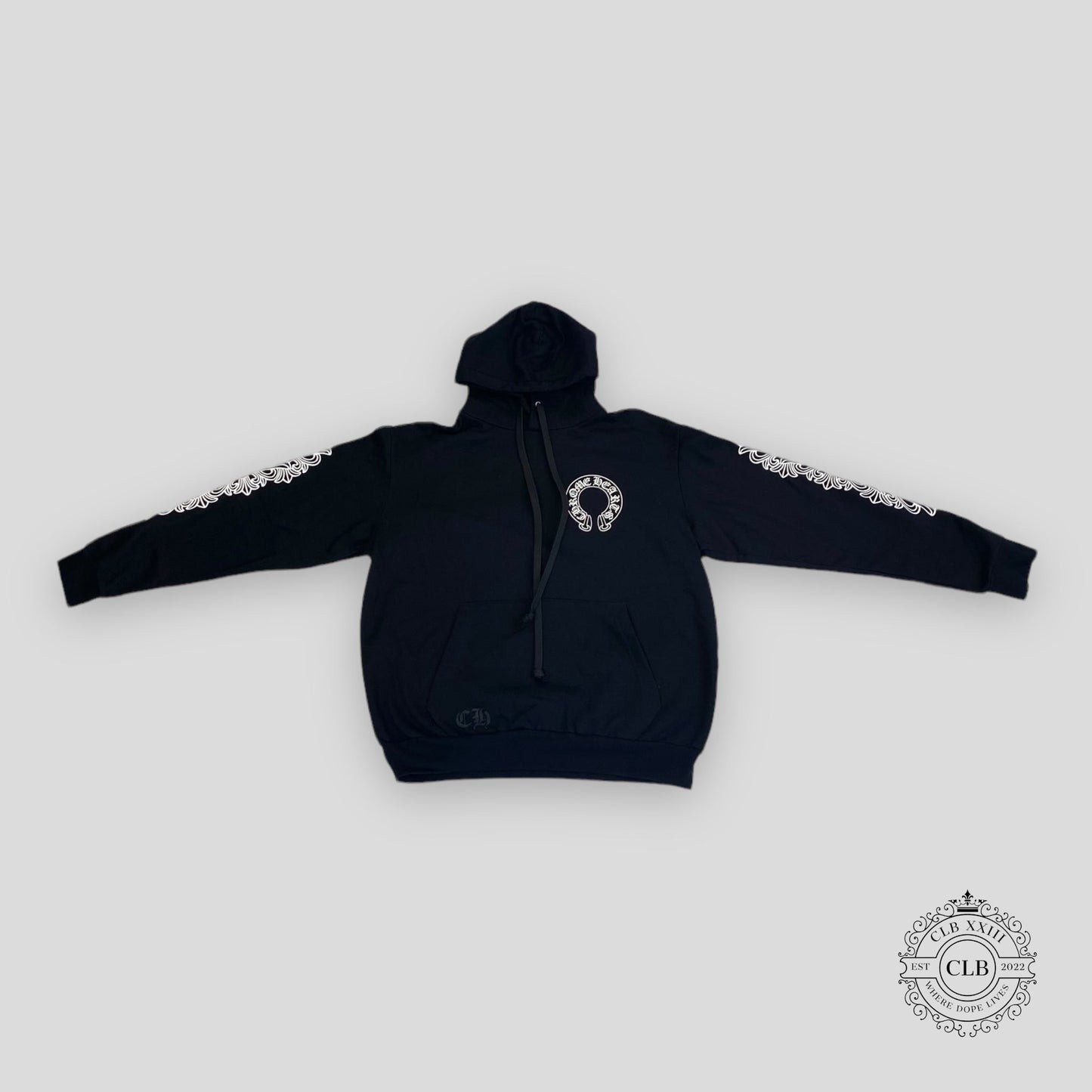 CHROME HEARTS HORSESHOE HOODIE - BLACK/WHITE