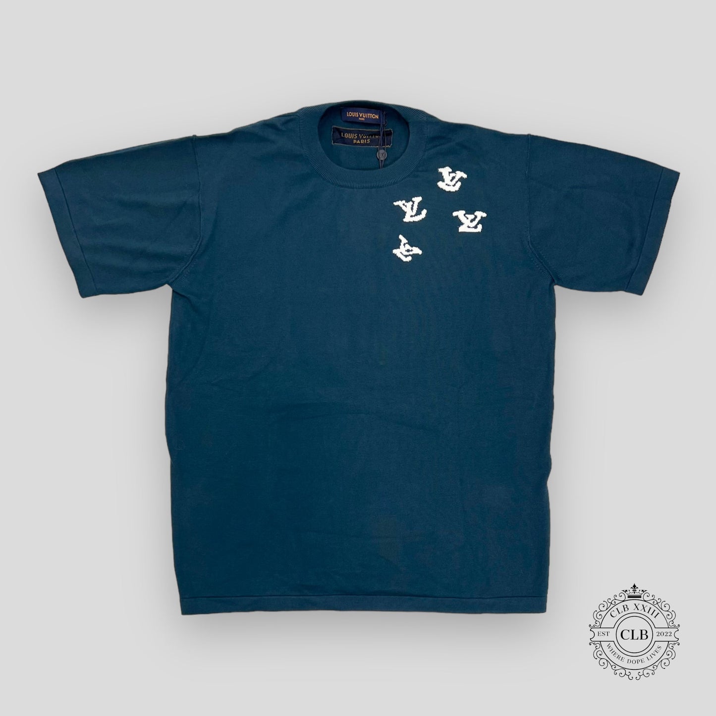 LOUIS VUITTON SIGNATURE SS KNIT CREWNECK - BLUE