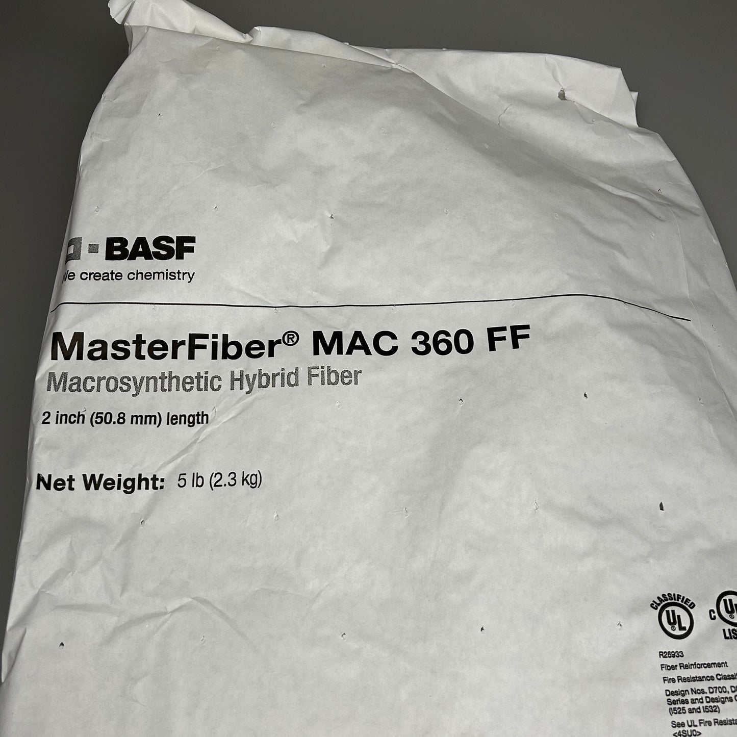 BASF MasterFiber MAC 360 FF Synthetic Hybrid Fiber 5 Bags 5 lbs each (New)