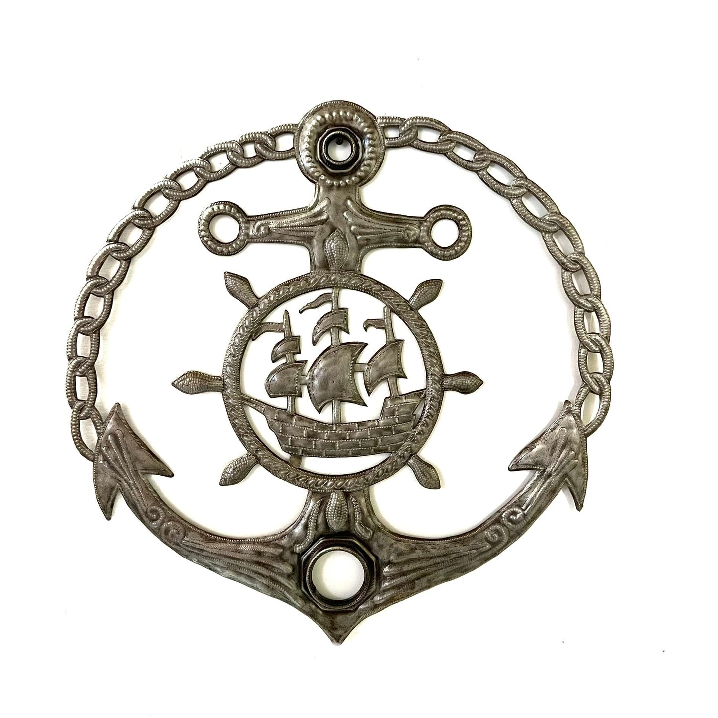 Anchor and Sailboat Oil Drum Top
