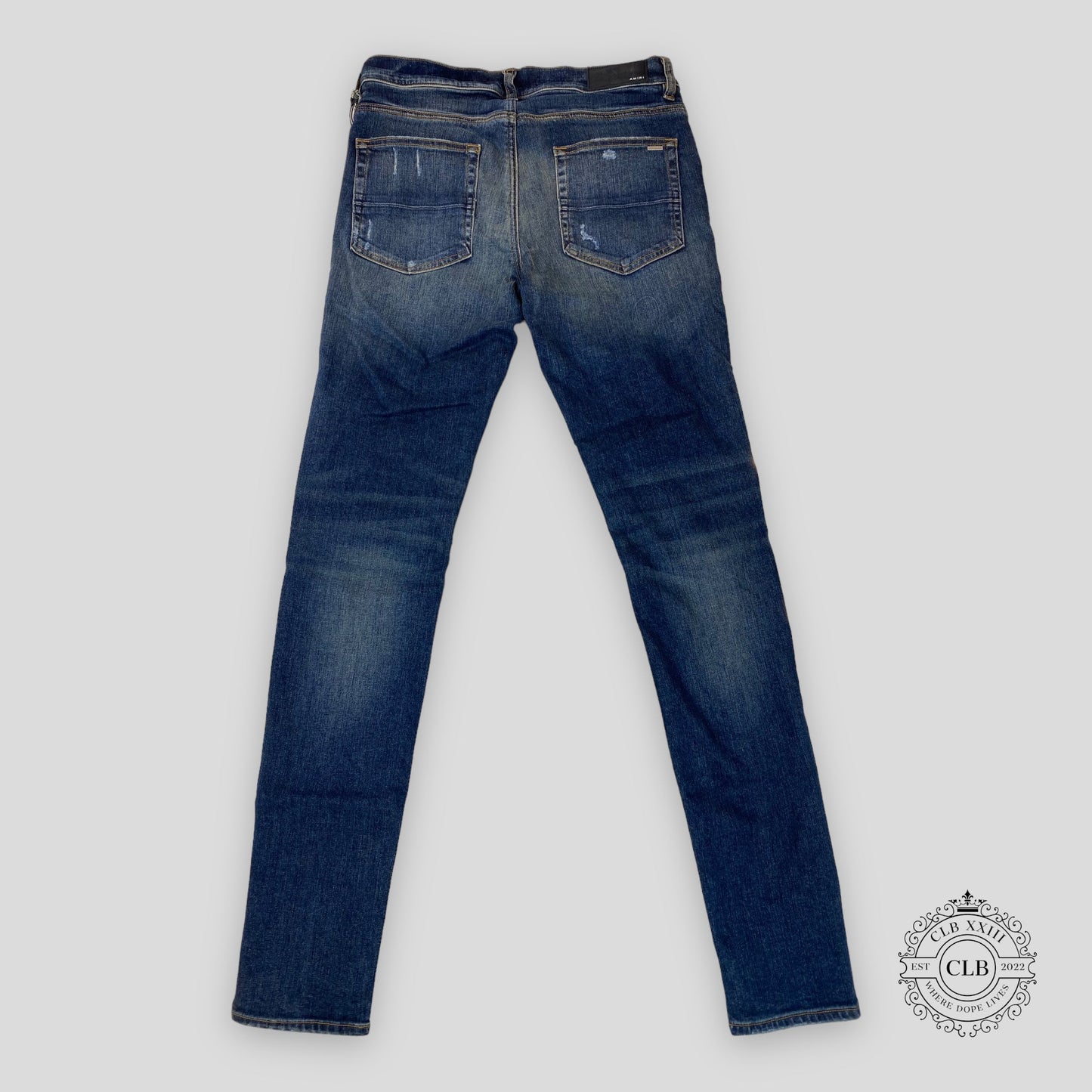 Amiri MX1 Black Bandana Patch Jeans in Deep Classic Indigo