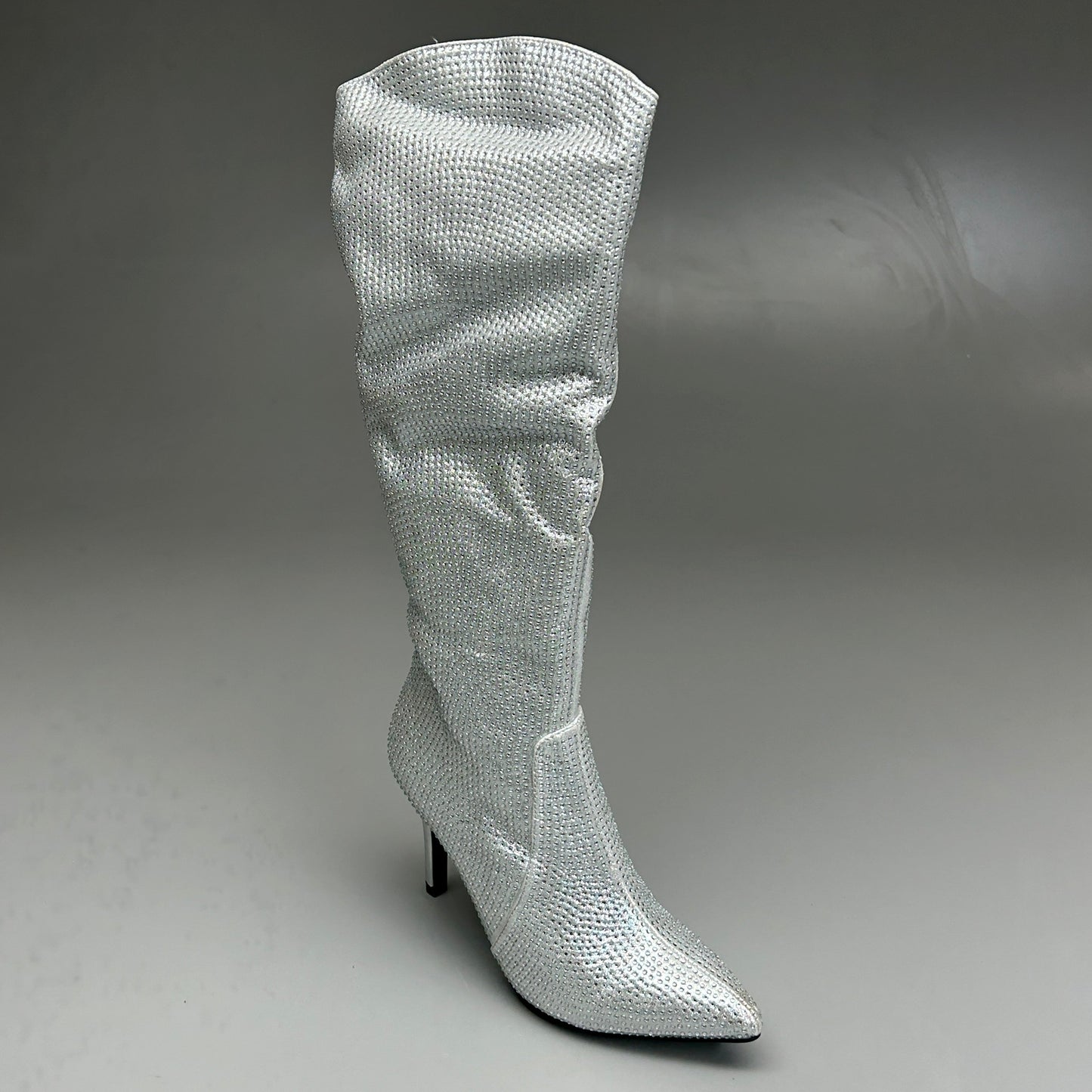 MIA Mackynzie Silver Stone Tall Heeled Boots Sz 9.5M Q100302