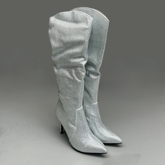 MIA Mackynzie Silver Stone Tall Heeled Boots Sz 6.5M Q100302