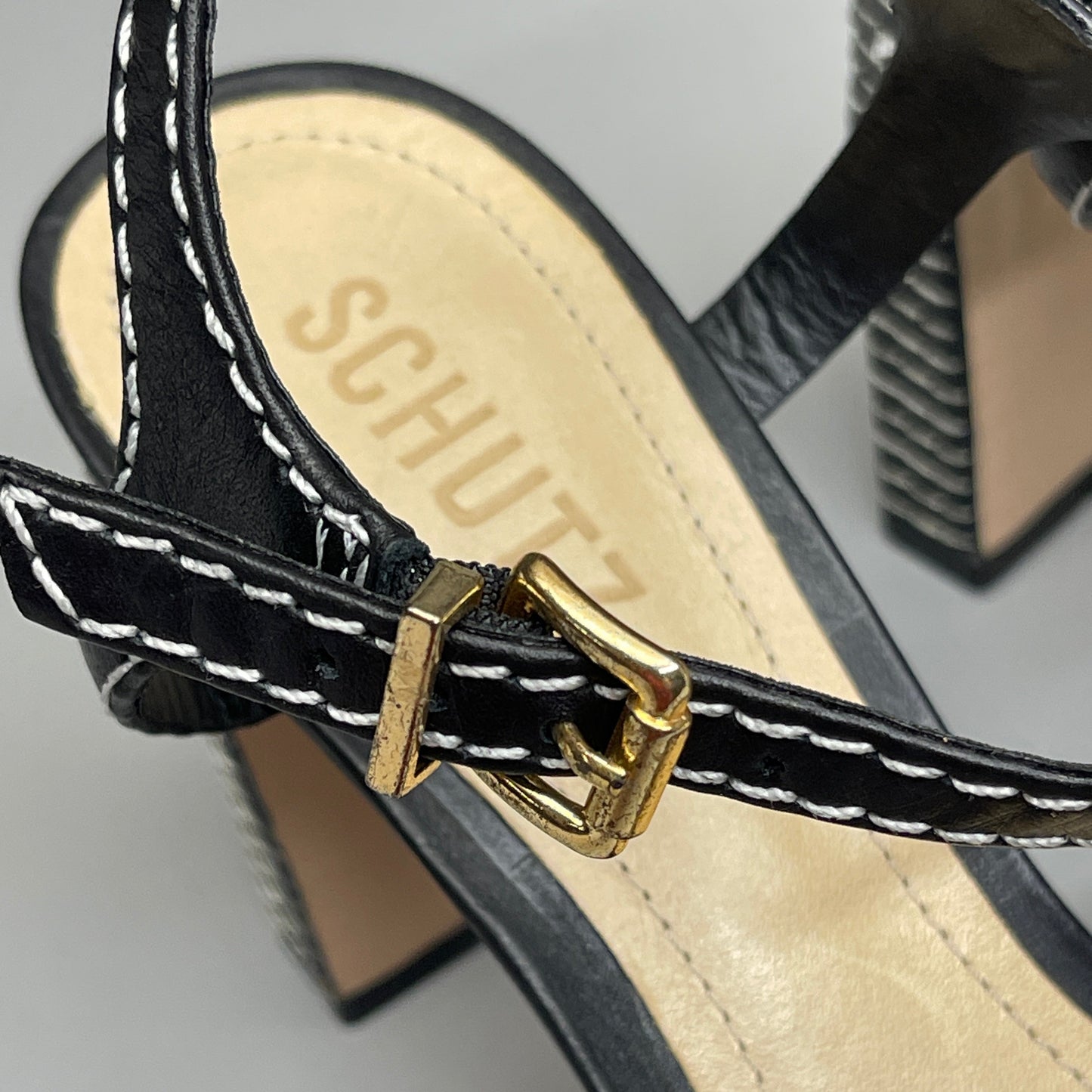 SCHUTZ Keefa Casual Women's Leather Sandal Black Platform 4" Heel Shoes Sz 10.5B (New)