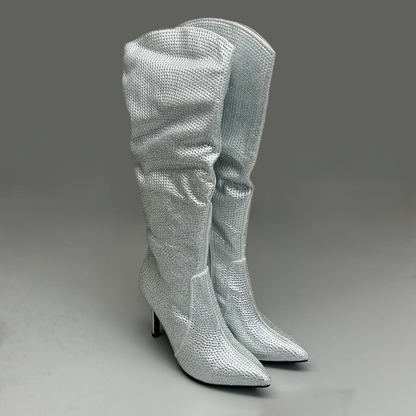 MIA Mackynzie Silver Stone Tall Heeled Boots Sz 9M Q100302