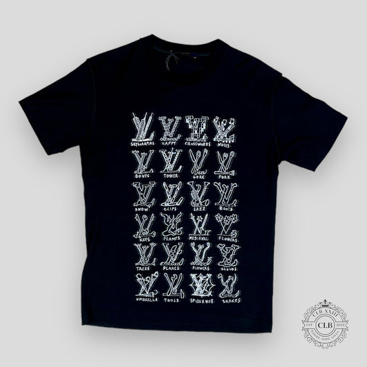 Louis Vuitton Cartoon Logos T-Shirt in Black