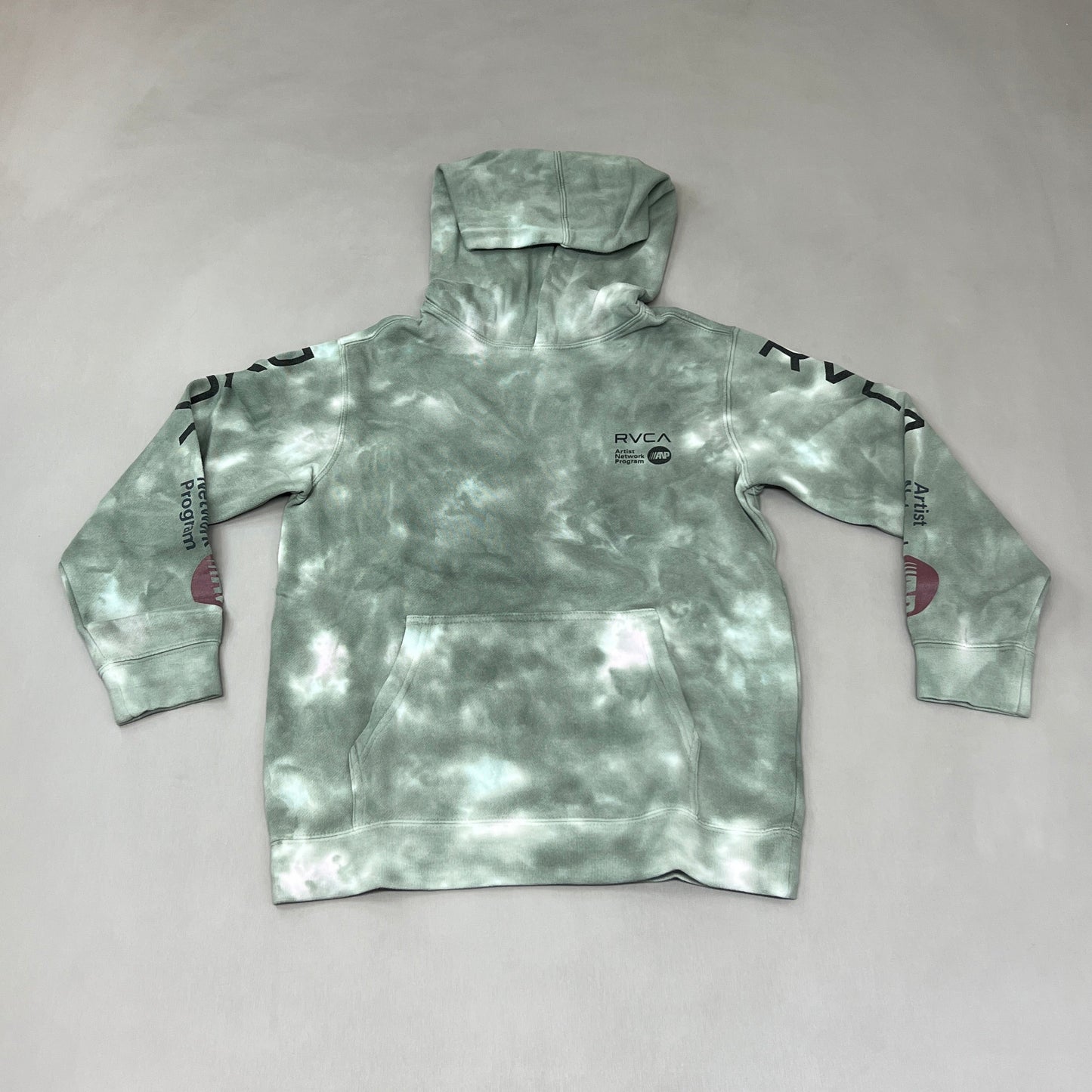 RVCA Artist Network Program Tie Dye Hoodie Youth Sz M /12 AVBSF00106 Green (New)