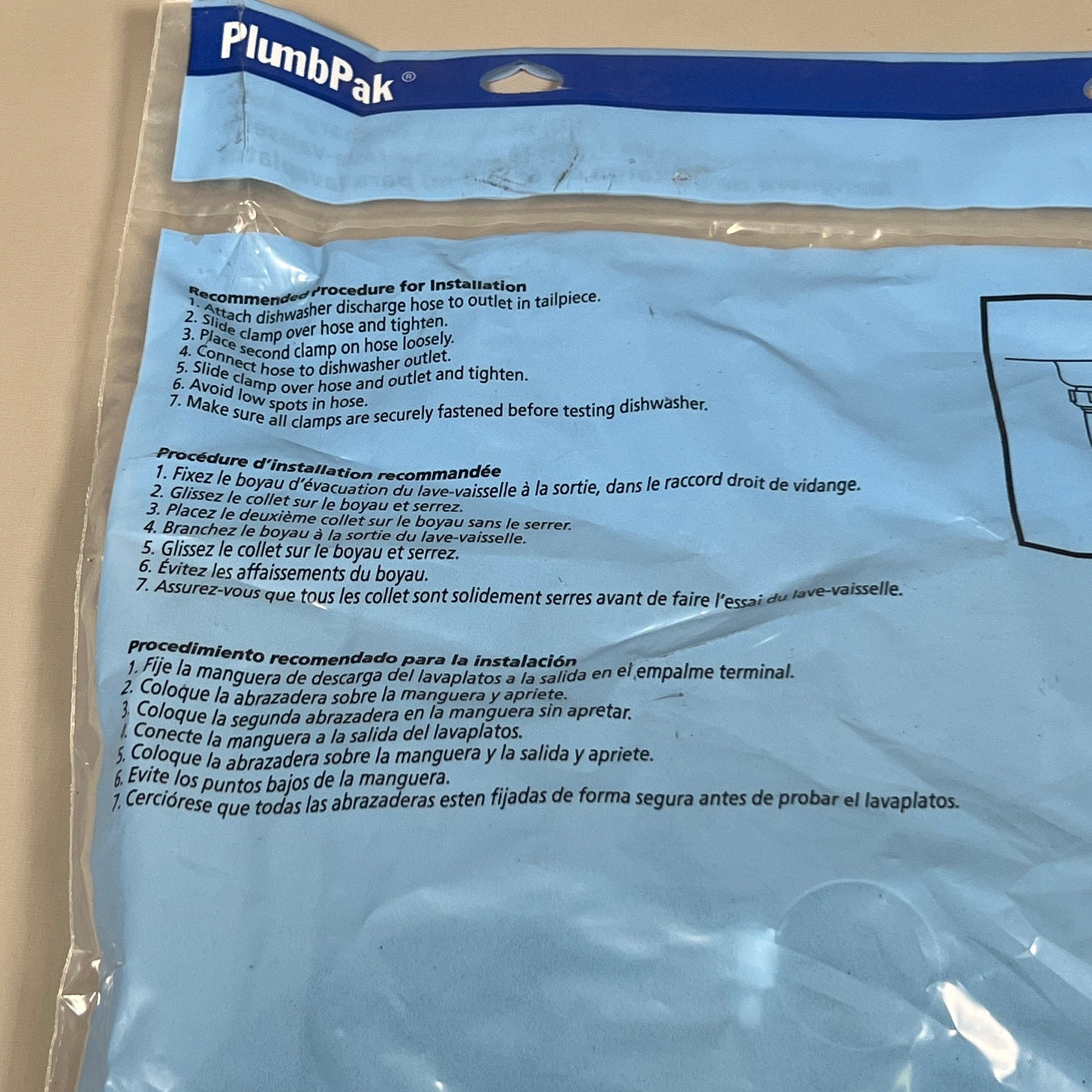 PLUMB PAK Dishwasher Discharge Hose With Clamps 6 In. (New)